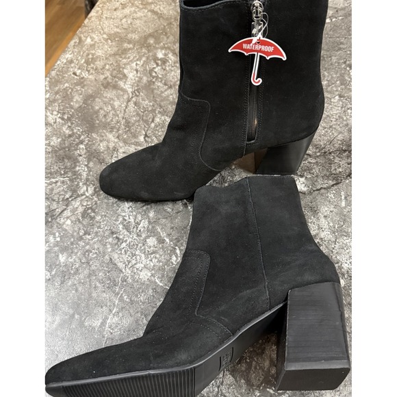 Blondo Womens Sadie Waterproof Cow Suede Square Toe Booties Block Heel Black 11M - Picture 3 of 15